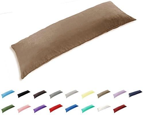 TAOSON 100% Cotton 300 Thread Count Body Pillow Cover Pillowcase Pillow Protector Cushion Cover with Zippers Only Cover No Insert (Khaki,21"x54")