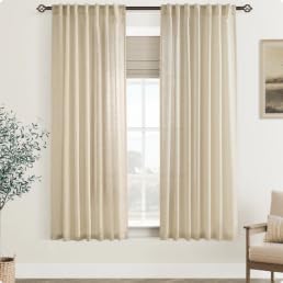 Greyish Beige Linen Curtain 63 inch Length 2 Panels Set Back Tab Light Filtering Living Room Curtain Drapes Home Office Modern Minimalist Decor Farmhouse Boho Neutral Semi Sheer Curtain 63 inch Long