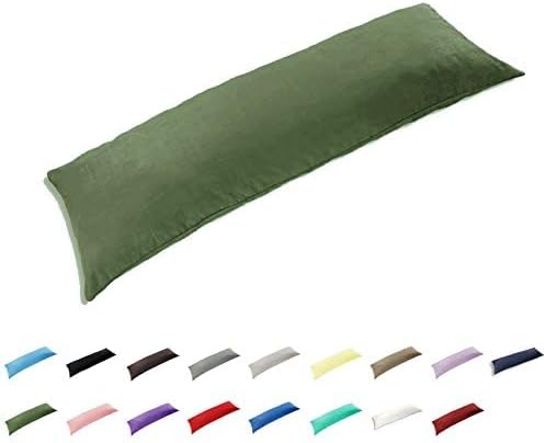 TAOSON 100% Cotton 300 Thread Count Envelope Style Body Pillow Cover Pillowcase Pillow Protector Cushion Cover Non Zippered Only Cover No Insert (Sage/Olive Green,20"x72")
