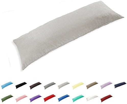 TAOSON 100% Cotton 300 Thread Count Body Pillow Cover Pillowcase Pillow Protector Cushion Cover with Zippers Only Cover No Insert (Silver Grey,21"x54")