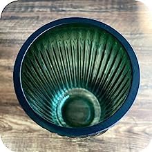 DECORPIA 10 Inch Premium Thickened Green Glass Vase - Ribbed Glass Flower Vase for Rustic Home Decor, Decorative Vases for Flowers for Modern Farmhouse, Ideal for Shelf, Mantle, Table Entryway Décor