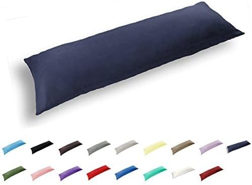 TAOSON 100% Cotton 300 Thread Count Full Long Body Pillow Cover Pillowcase Pillow Protector Cushion Cover with Zippers Only Cover No Insert (Navy Blue,21"x54")