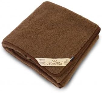 Merino Wool Blanket Throw Bed Natural Bed Blanket (63"x79" - 160x200cm, Brown)