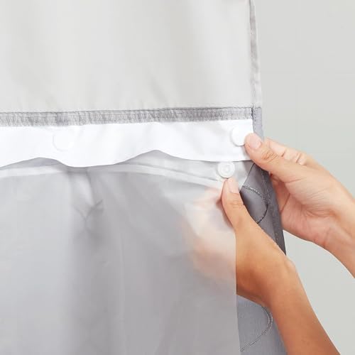 Hookless PEVA Shower Curtain Liner Frost | Water-Repellent | Snap-In Replacement | 70" x 69" | Pack of 6