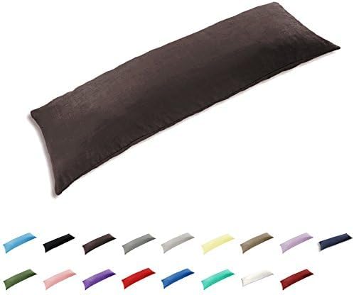 TAOSON 100% Cotton 300 Thread Count Envelope Style Body Pillow Cover,Long Pillowcase Pillow Protector Cushion Cover Non Zippered 20"x48" Fits 21 x 48 Chocolate Solid