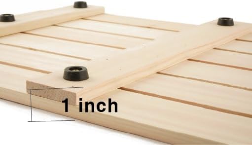 BOUMBI Hinoki Wood Bath Mat with Non-Slip Rubber Pad Cypress Wood Shower Mat (25.6 x 17 x 1 Inches)