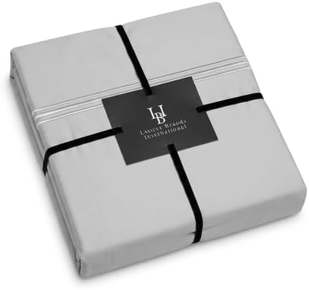 Certified Organic 100% Cotton Percale Bedding Set, Oeko-TEX and GOTS Certified, 300 Thread Count, King Size, Crisp and Breathable Percale Weave, Pearl Gray, 4 Piece Set