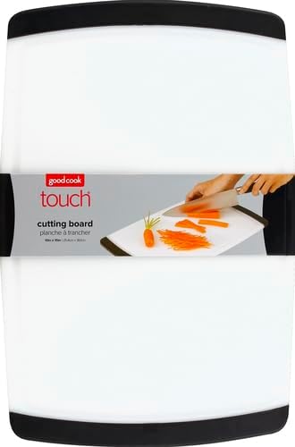 GoodCook Touch Cutting Board Polypropylene Reversable with Juice Groove and Non-Skid Silicone Feet, 10 x 15-Inch, White
