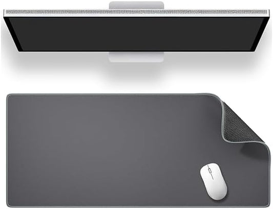 ALOANES Gray Waterproof Desk Mat, Large, with Extended Mouse Mat, Office Desk Protector with Anti-Slip Base, Stitched Edge, Grain Jacquard Surface, Perfect for Gamer, Home, XL,11.81"x27.56"x0.12'
