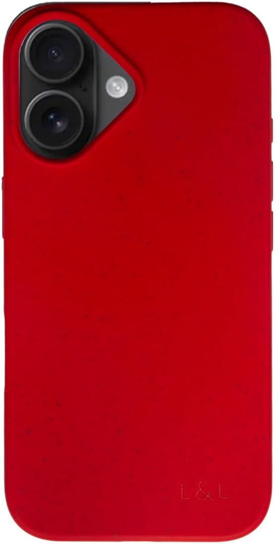 LOAM & LORE Biodegradable Phone Case for iPhone 16, Plastic Free Eco Friendly Phone Case, Plant Based Compostable iPhone 16, Premium Zero-Waste Phone Cover (Crimson)