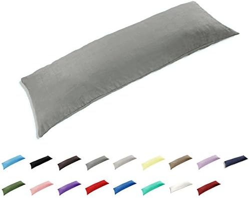 TAOSON 100% Cotton 300 Thread Count Full Long Body Pillow Cover Pillowcase Pillow Protector Cushion Cover with Zippers Only Cover No Insert (Dark Gray,21"x54")