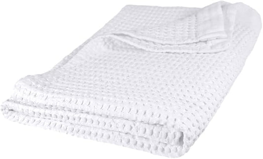 GILDEN TREE Waffle Bath Sheet Quick Dry Towel, Thin Luxury Bath Towels, Bath Sheets 40x80 Large Bath Towels, Modern Style (White)