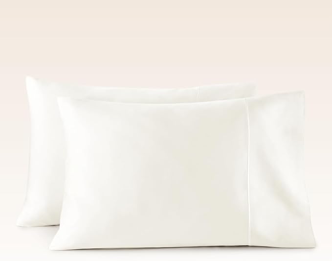100% Organic Cotton Pillow Cases King Size Set of 2-100% Cotton Pillowcases GOTS Certified 500 Thread Count - Naturally Cooling Comfortable Breathable & Soft Pillow Cases (Natural, King)
