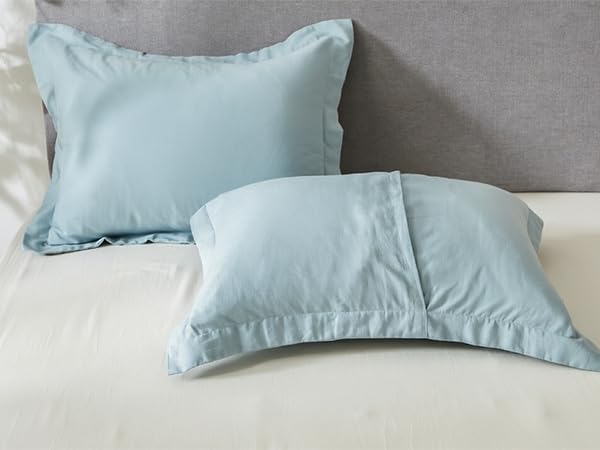 FALUCA French Linen Blend Duvet Cover Set 3Pcs King (104"x92") - Soft, Breathable, Cooling Farmhouse Bedding for Hot Sleeper (King, Dusty Blue)