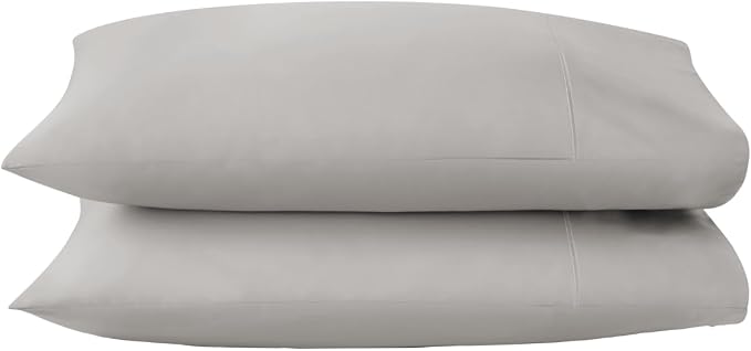 100% Organic Cotton Pillow Cases Standard Size Set of 2-100% Cotton Pillowcases GOTS Certified 300 Thread Count -Naturally Cooling Comfortable Breathable & Soft Pillow Cases (Classic Grey, Standard)