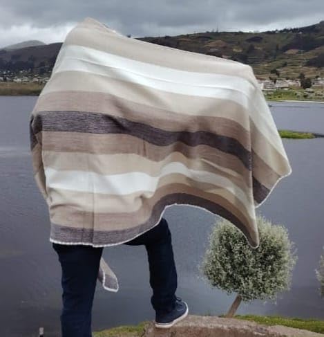 Alpaca Wool Throw Blanket, Natural Beige Striped, Queen (95" x 65") | Cozy, Ultra-Soft & Naturally Warm, Lightweight & Breathable, Non-Itchy, Perfect for Sofa, Bed or Travel