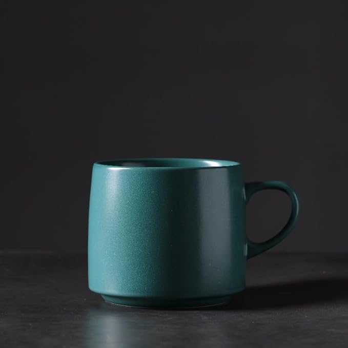 12oz Japanese Style Minimalistic Asian Rustic Reactive Glaze Ceramic Pottery Coffee Mug, Lead-Free Glaze earthen Tea Mug,Tea cup with handle, stoneware mugs, Microwave and Dishwasher Safe (Teal)
