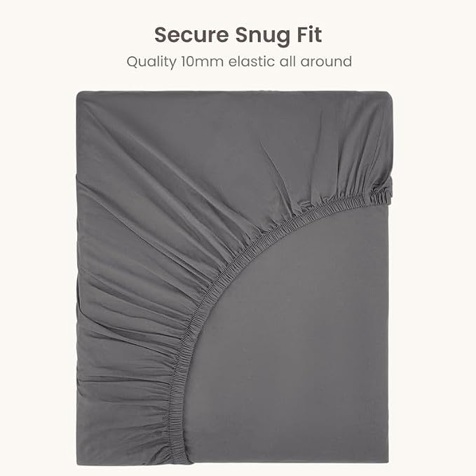 Bioweaves 100% Organic Cotton 1 Full Size Fitted Sheet Only | 300 Thread Count Sateen Weave GOTS Certified with Deep Pocket - Stone
