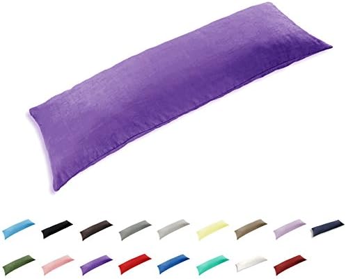 TAOSON 100% Cotton 300 Thread Count Envelope Style Body Pillow Cover,Long Pillowcase Pillow Protector Cushion Cover Non Zippered 20"x48" Fits 21 x 48 Purple Solid