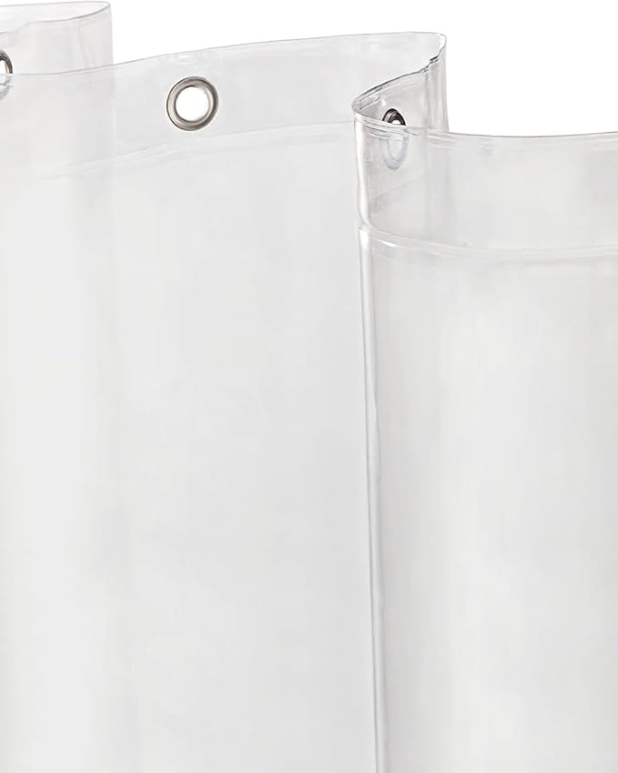Kenney KN61443PK2 Medium Weight 5 Gauge Waterproof PEVA Shower Curtain Liner with Rust-Resistant Metal Grommets and Weighted Magnetic Hem for Bathroom, 70" W x 72" H, Clear, 2-Pack
