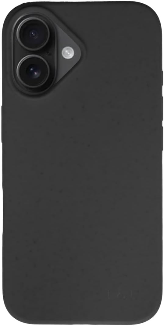 LOAM & LORE Biodegradable Phone Case for iPhone 16, Plastic Free Eco Friendly Phone Case, Plant Based Compostable iPhone 16, Premium Zero-Waste Phone Cover (Black)