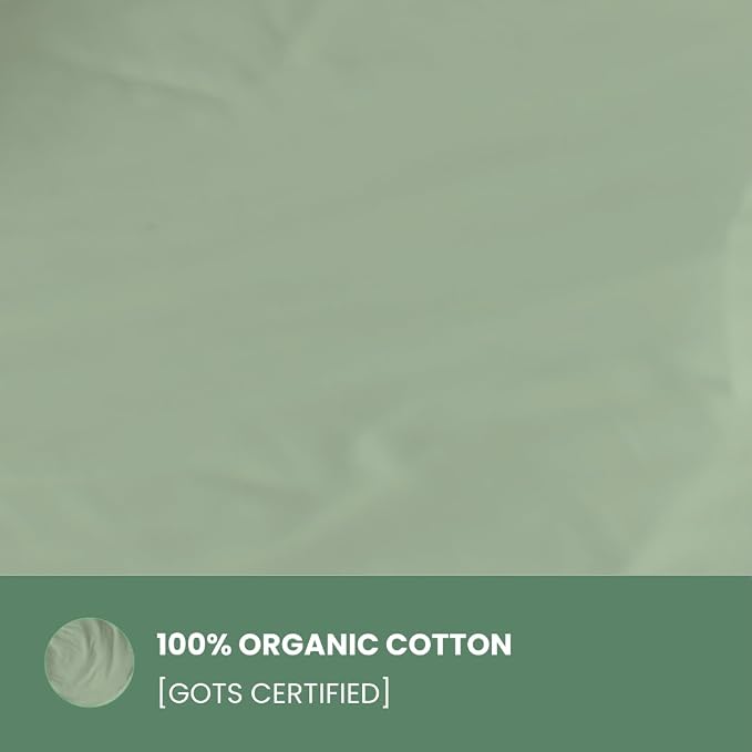 ORGANIC TEXTILES Premium Quality Bed Sheets - Organic Cotton 550 Thread Count - GOTS Certified - Queen, (4 Pc. Set) - Sage Green