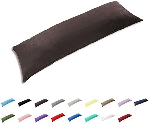 TAOSON 100% Cotton 300 Thread Count Body Pillow Cover Pillowcase Pillow Protector Cushion Cover with Zippers Only Cover No Insert (Chocolate,21"x54")