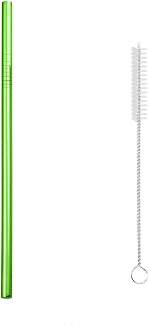 Reusable Metal Straws,10.5" Stainless Steel Straws,Easy to Use(1 PCS,green)