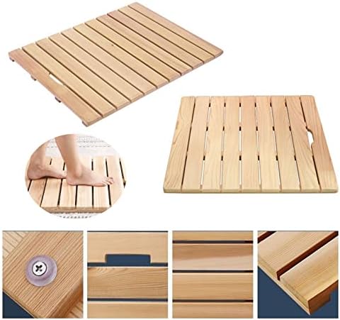 Teak Shower Mat Foldable Luxury Wooden Non-Slip Wood Bath Mat for Bathroom Bathtub Indoor Outdoor,Bamboo Bath Mat, Luxury Non-Slip Shower Rug, 30x30cm Indoor/Outdoor Customizable Wooden Cail