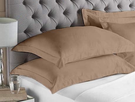 2 Pack Pillow Shams King Size 20x36 – 600 Thread Count 100% Organic Cotton Taupe Pillow Covers with 2 Inch Decorative Flange, Soft & Smooth Premium Hotel-Quality Pillowcases Set of 2