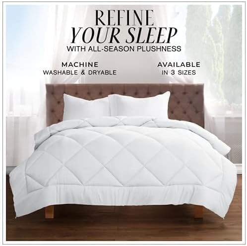 Twin/Queen/King Down Alternative Comforter, 2100 Series All-Season Duvet Insert with Corner Tabs, Box-Stitch, Soft Microfiber, Machine Washable