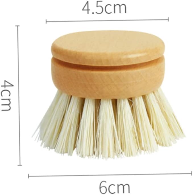Eco-Friendly Dish Brush Replacement Heads - 5 Pieces Natural Sisal Hemp and Beech Wood Scrubbing Brushes Home Household Use