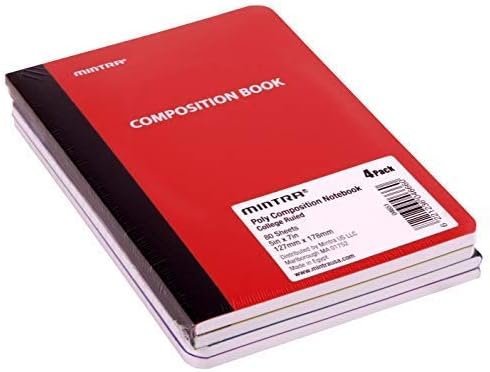 Mintra Office Mini Poly Composition Book (5in x 7in, Poly Comp) - 4 Pack