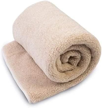 Merino Wool Bedding Blanket/Big Throw Wool Blanket 98" x 79" Beige Blanket Woolmark