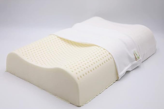 ORGANIC TEXTILES Organic Contour Latex Pillow for Sleeping [GOLS Certified] (High Loft, Medium Firm) with GOTS Certified Organic Cotton Cover