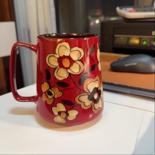24 OZ, Large Ceramics Coffee Mugs with Handle, Extra Large Tea and Coffee Cup for Office and Home，Microwave and Dishwasher Safe,For Gift and Present(Red)