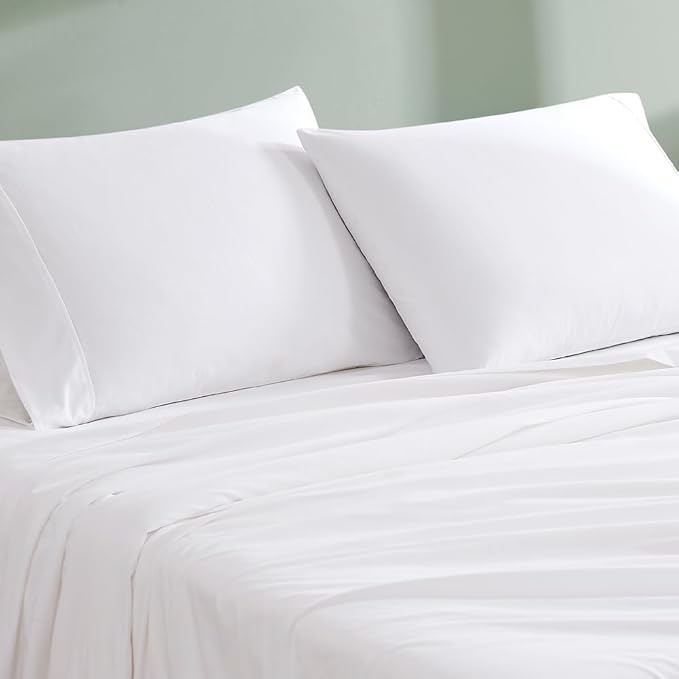 Linen Closet 100% Organic Cotton Pillow Cases standard Size Set of 2, Arctic White, 300 Thread Count Pillow Covers, Percale, Cooling, Crisp, Breathable Pillowcases for Home, Hotel Pillows, 30"x20”