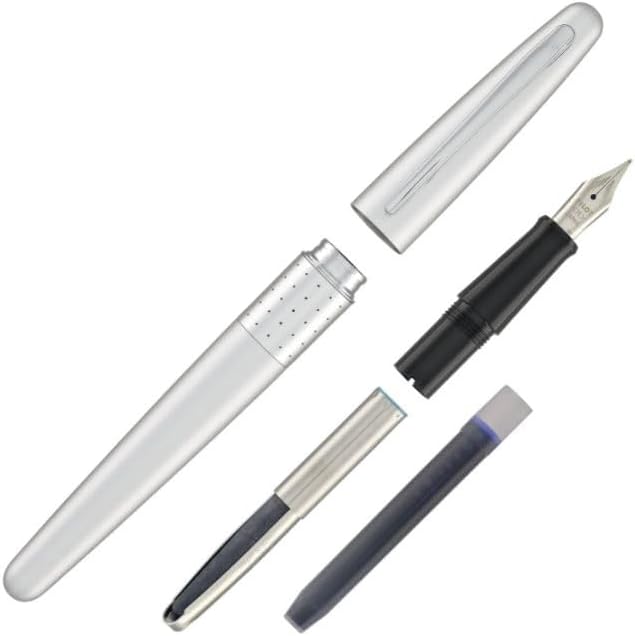 Goldspot Personalized Pilot Metropolitan Dot Pattern Fountain Pen in Custom Engraved Pen in Silver