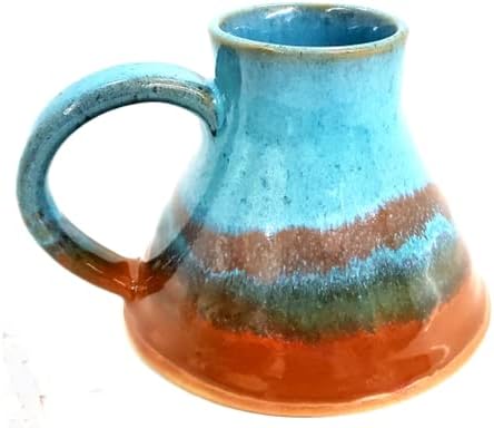 ALWAYS AZUL POTTERY Wide Bottom Travel Mug in Indian Summer Glaze - Handmade Ceramic Mug, Microwave Safe, Polished Pottery for Coffee, Tea & Hot Drinks, Unique, Stylish, Durable Ceramic Coffee Cup