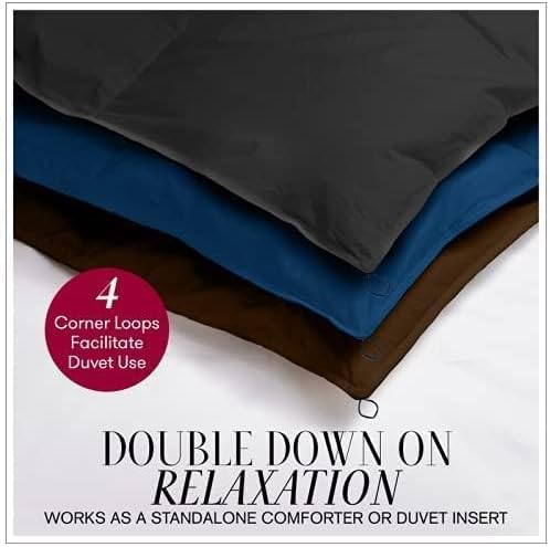 Full/Queen Down Alternative Comforter, All-Season Duvet Insert with Corner Tabs, Box-Stitch, Soft Microfiber, Machine Washable, 89"x89"