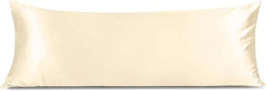 INFIIXSO Body Pillow Cover with Zipper, Luxury Mulberry Silk Body Pillow Case 20x54 Inches, Ultra Smooth and Soft Cooling Long Pillowcase, Gift for Women, Men(Ivory)