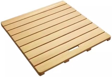 Teak Shower Mat Foldable Luxury Wooden Non-Slip Wood Bath Mat for Bathroom Bathtub Indoor Outdoor,Wooden Bath Mat - Bamboo Shower Mat with Handle, Non-Slip Door Mat, Kitchen Rug, Spa Bathtub