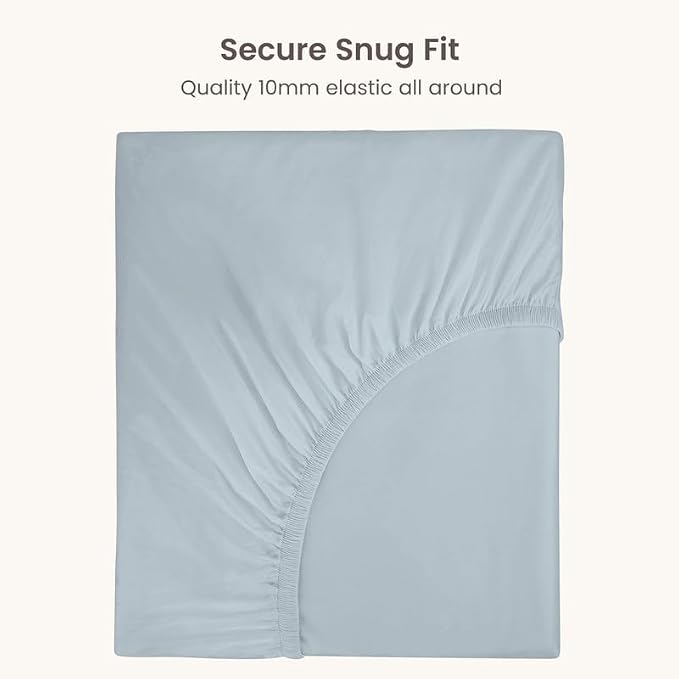 Bioweaves 100% Organic Cotton 1 Fitted Sheet Queen Size Only | 300 Thread Count Sateen Weave GOTS Certified with Deep Pocket - Shore
