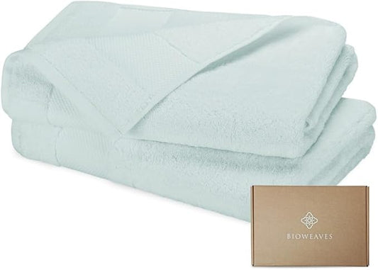 BIOWEAVES 100% Organic Cotton Bath Sheet Set of 2 | Soft Oversized Bath Towels | 700 GSM Premium Bath Towel Sheet Set GOTS Certified - Seafoam
