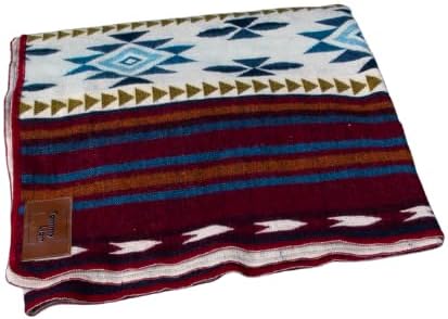 Tommy Lion - Cozy Alpaca & Merino Wool Blanket 80/20, 80x45 in, Soft, Warm, Lightweight, Hypoallergenic & Breathable.Real Alpaca,Ideal for Bed, Sofa, Camping, Travel & Car Survival Kit (Red_Tones)