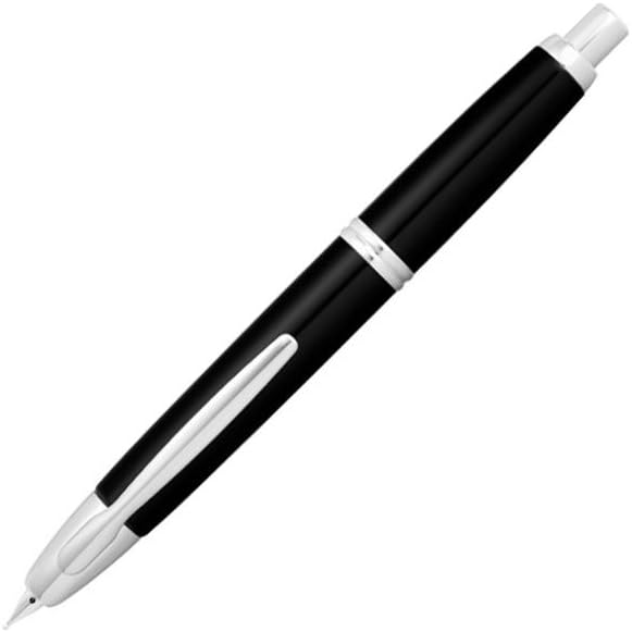 Pilot Vanishing Point Collection Retractable Fountain Pen, Black with Rhodium Accents, Blue Ink, Fine Nib (60142)