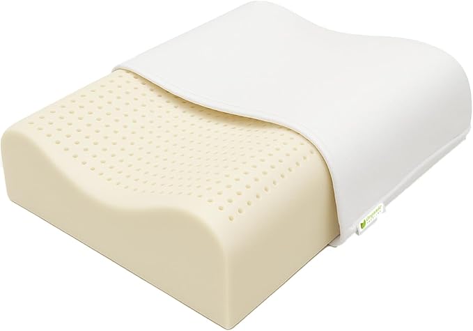 ORGANIC TEXTILES Organic Latex Contour Pillow with Organic Cotton Cover - GOTS & GOLS Certified, Ergonomic Contour Design, Bed Pillow, Spine Support - (High-Loft, Soft) - Pack of 1