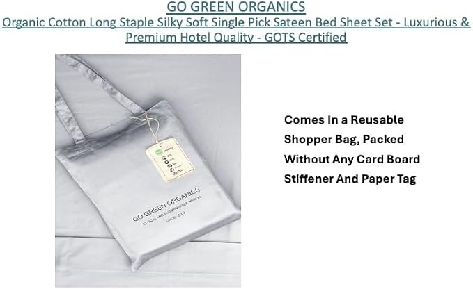 Organic Cotton Long Staple Silky Soft Single Pick Sateen Bed Sheet Set - Luxurious & Premium Hotel Quality - GOTS Certified - Solid Dyed (Grey Dawn, Queen (U.S. Standard))