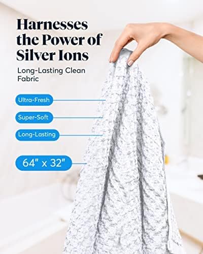SUTERA Silverthread Bath Towel | Antimicrobial Towel with Silver Ion Technology | Waffle Weave Design, Plush, Lightweight, and Quick-Drying for Everyday or Spa Use | 31" x 57" (White)