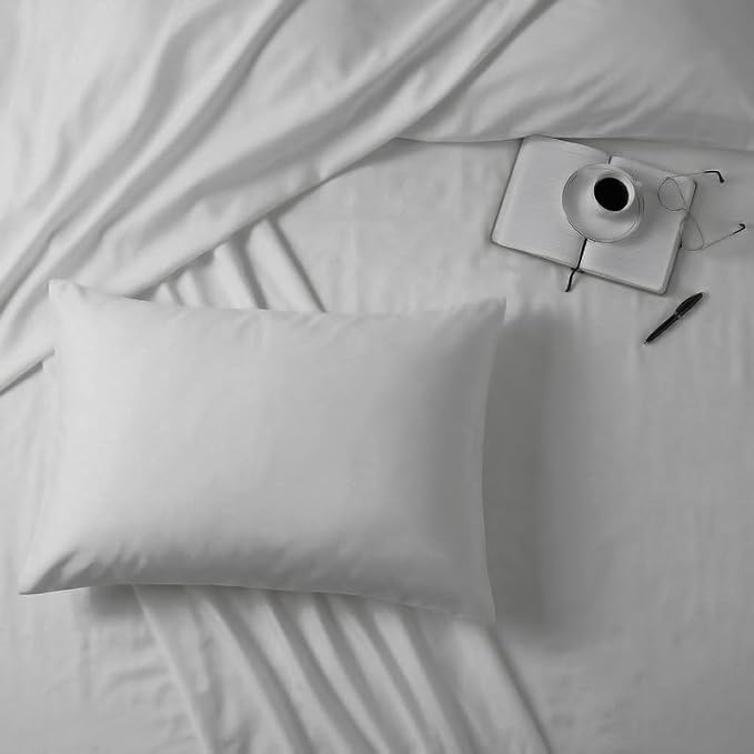 Bioweaves 100% Organic Cotton Envelope Pillow Cases 300 Thread Count Soft Sateen Weave GOTS Certified – 20 X 27, Set of 2, Silver